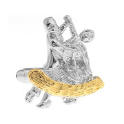 Ballroom Dancing Couple Cufflinks Silver and Gold Front