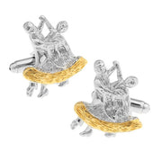 Ballroom Dancing Couple Cufflinks Silver and Gold Pair