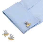 Ballroom Dancing Couple Cufflinks Silver and Gold On Shirt Sleeve