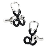 Doctor Stethoscope Cufflinks Silver Black Image Set