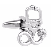 Doctor Stethoscope Cufflinks Silver Front