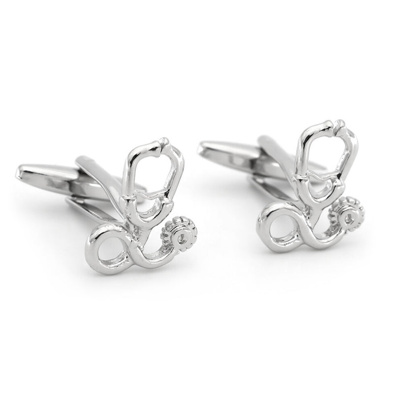 Doctor Stethoscope Cufflinks Silver Pair