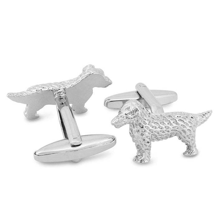 Dog Cufflinks Silver Image Front and Back