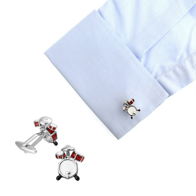 Drum set cufflinks Music Drumming On Shirt Sleeve
