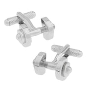 Gym Dumbbell Cufflinks Silver Pair