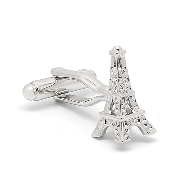 Eiffel Tower Cufflinks Silver France Front