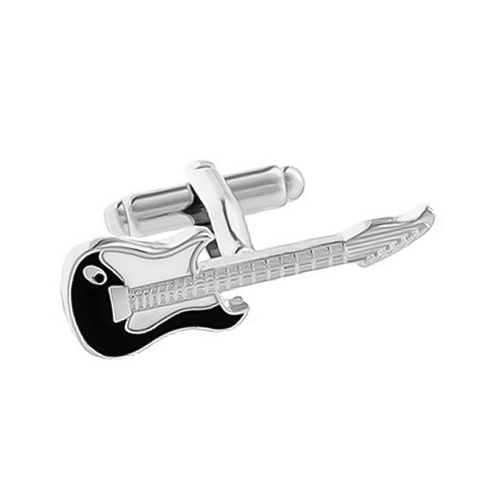 Electric Guitar Cufflinks Black & White Front