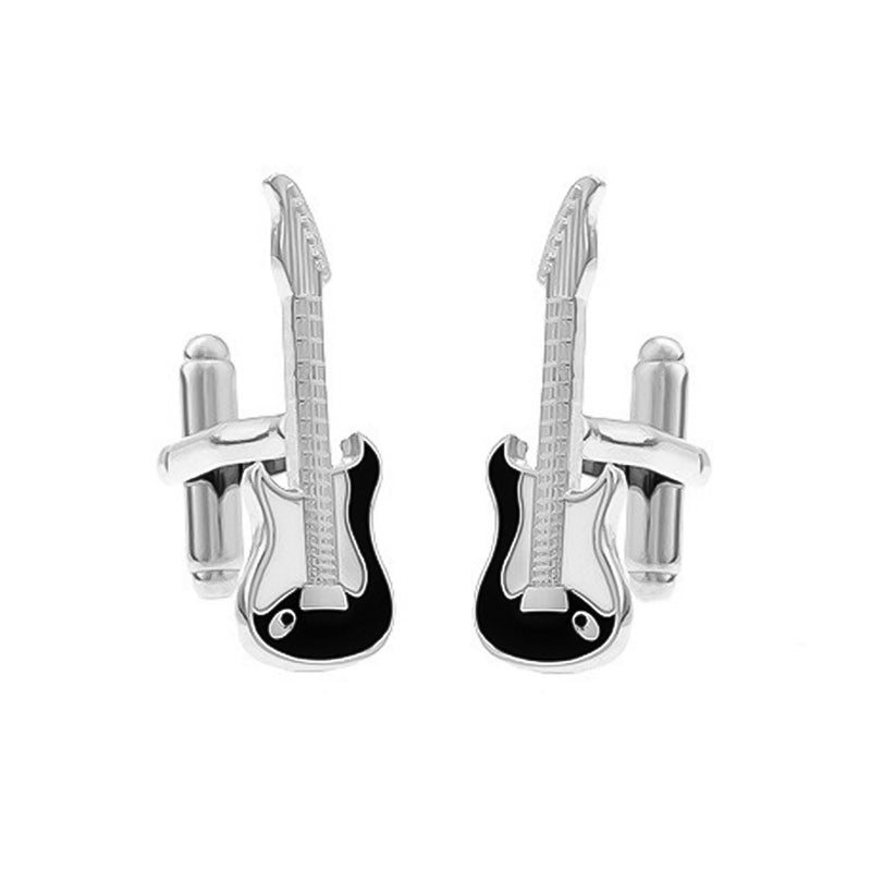 Electric Guitar Cufflinks  Black & White Pair