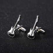 Electric Guitar Cufflinks Black & White Display