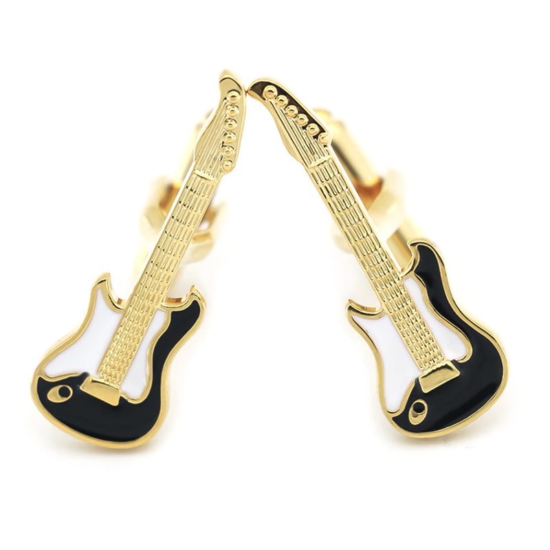 Electric Guitar Cufflinks Gold Pair Upright