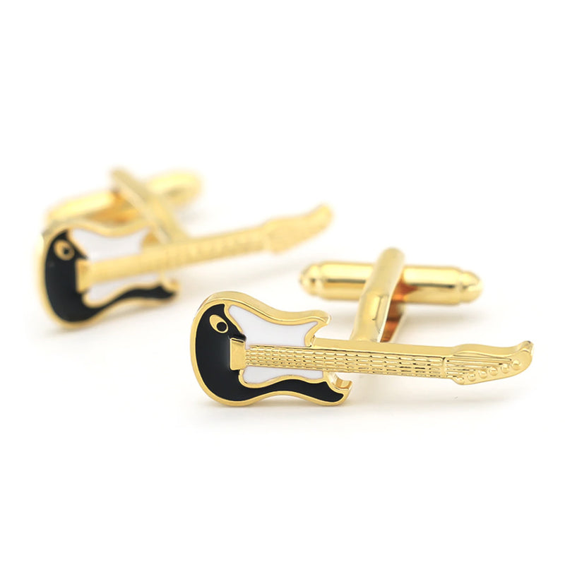 Electric Guitar Cufflinks Gold Pair