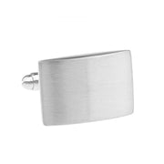Curved Brushed Silver Rectangular Cufflinks Image Front
