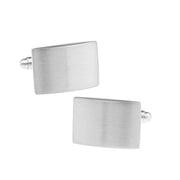 Brushed Silver Rectangular Cufflinks Image Front Pair