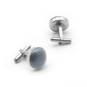 Grey Leather Cufflinks Silver Pair