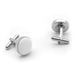 White Leather Cufflinks Silver Pair