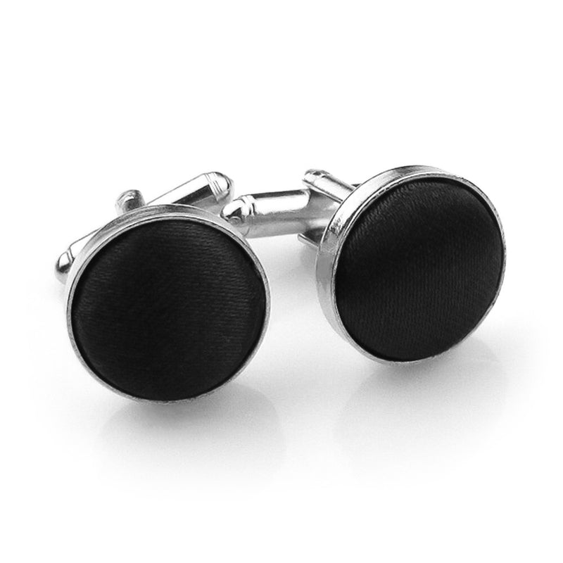 Black Fabric Cufflinks Material Silver