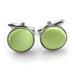 Lime Green Fabric Cufflinks Material Silver