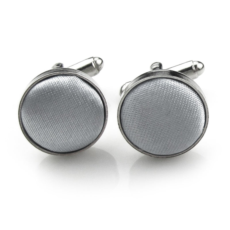 Light Grey Fabric Cufflinks Material Silver