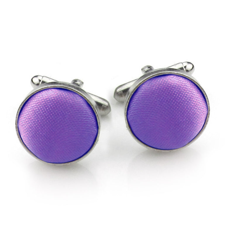 Purple Fabric Cufflinks Material Silver