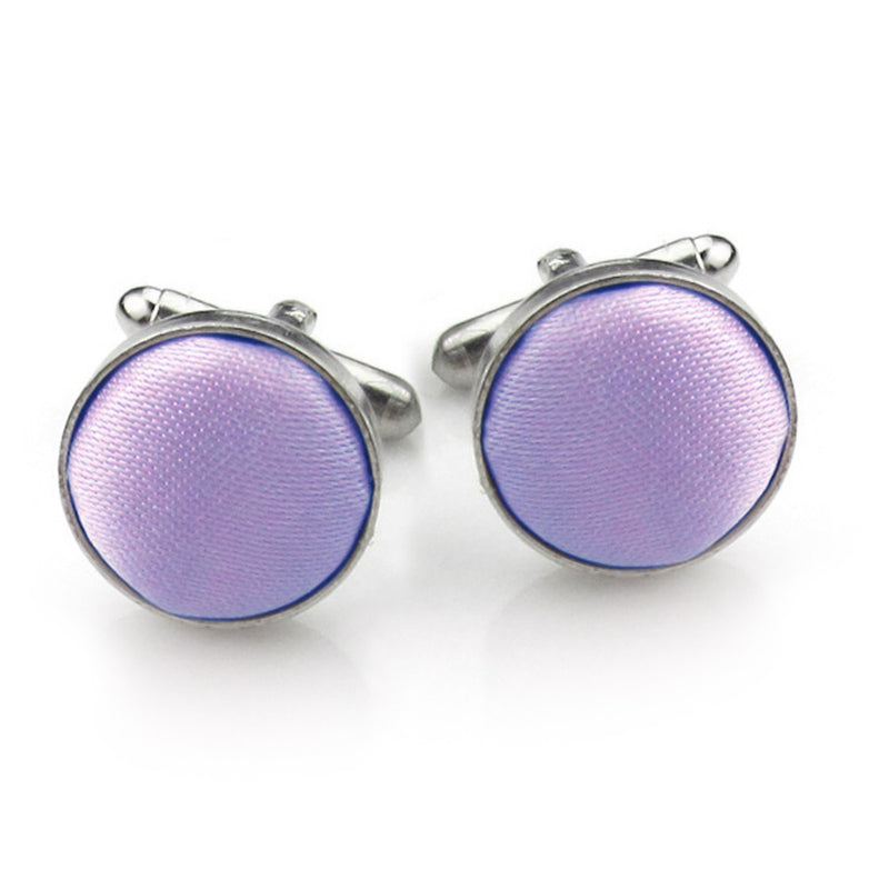 Lavender Fabric Cufflinks Material Silver