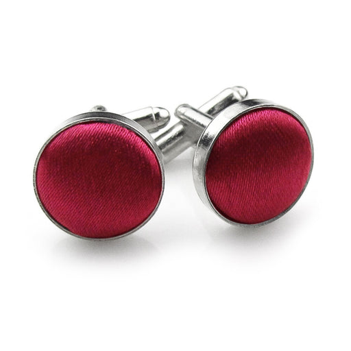 Wine Red Fabric Cufflinks Material Silver