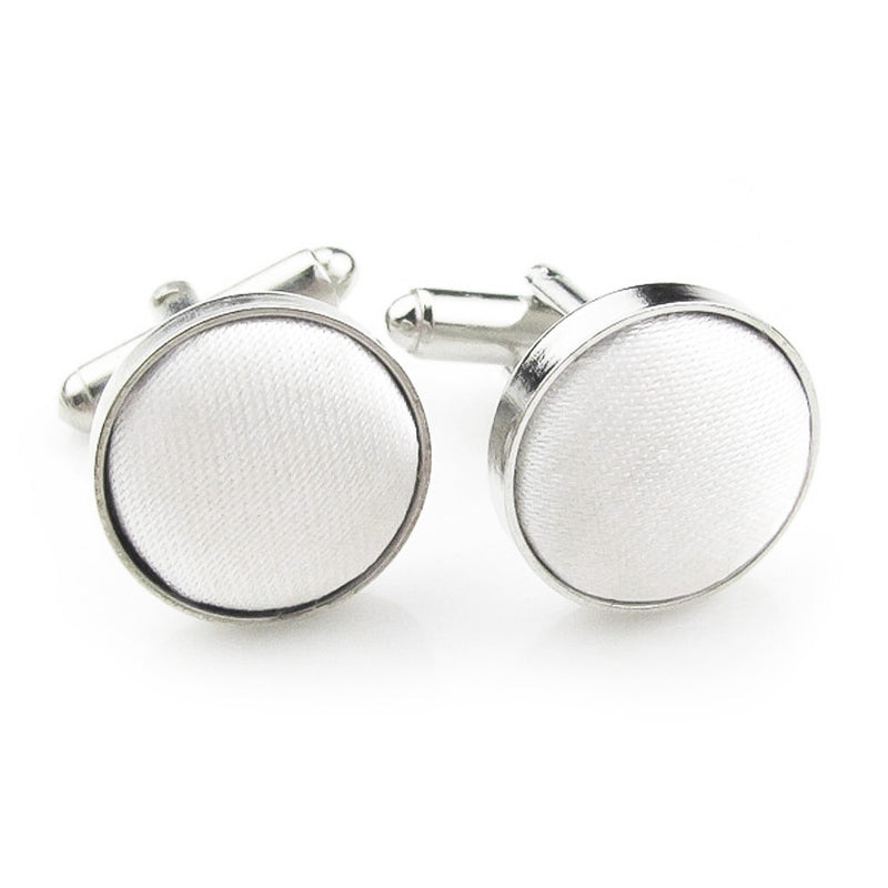 White Fabric Cufflinks Material Silver 