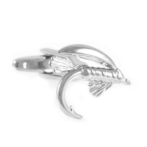 Fly Fishing Cufflinks Silver Hook Image Front