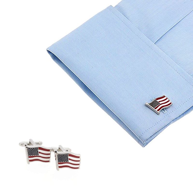 United States Of America Cufflinks Silver On Shirt Sleeve