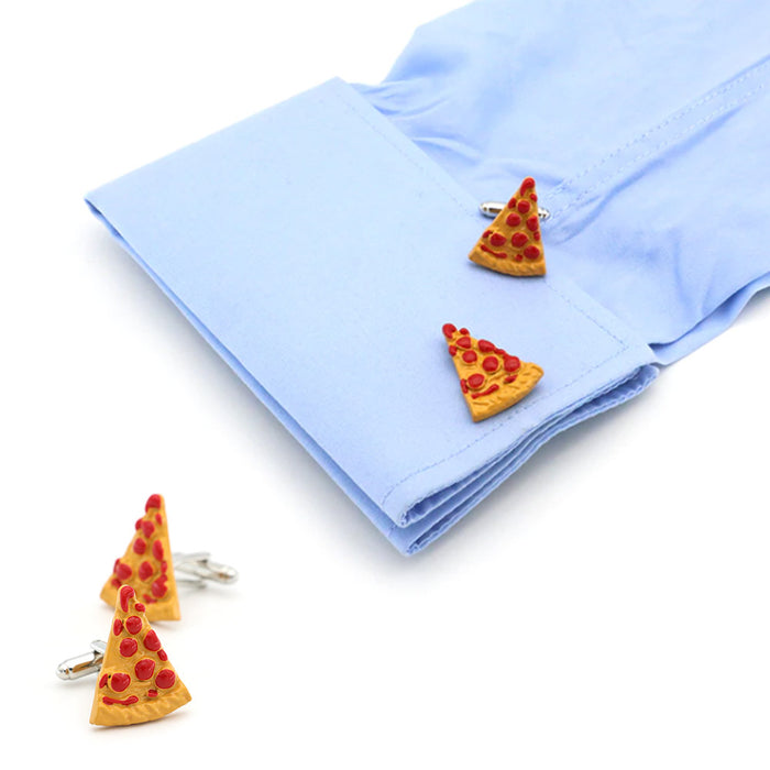 Italian Pizza Cufflinks Image On Shirt Sleeve
