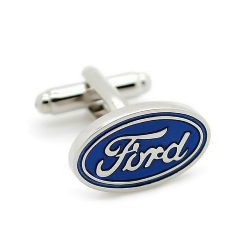 Ford Cufflinks Car Logo Silver Front View