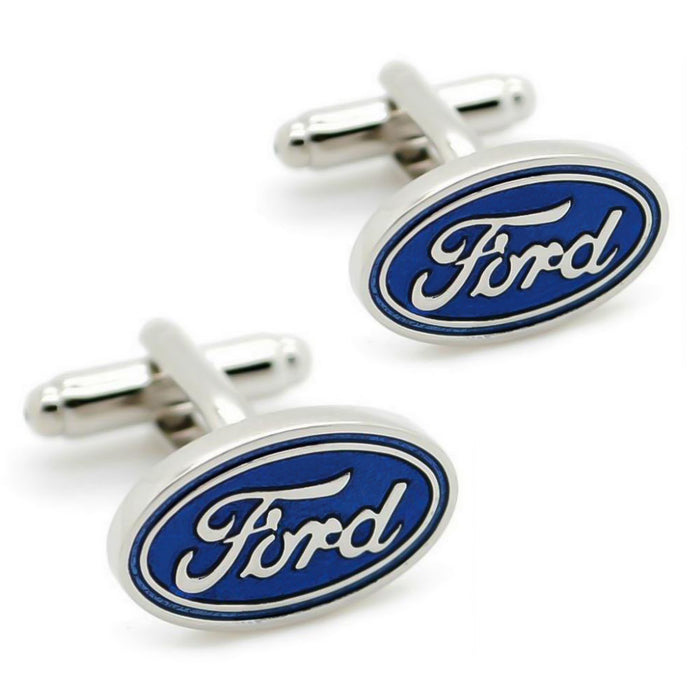 Ford Cufflinks Car Logo Silver Pair