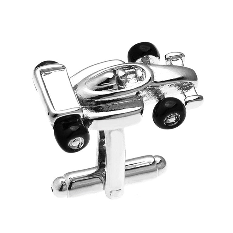 F1 Racing Cufflinks Formula One Silver Front