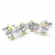 Formula 1 Racing Car Cufflinks Gold Silver Front Pair