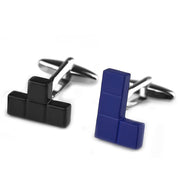 Black and Navy Blue Tetris Cufflinks Gaming