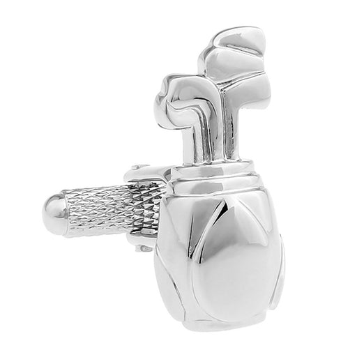 Golf Cufflinks Bag and Clubs Silver Front