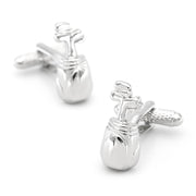 Golf Cufflinks Bag and Clubs Silver Pair