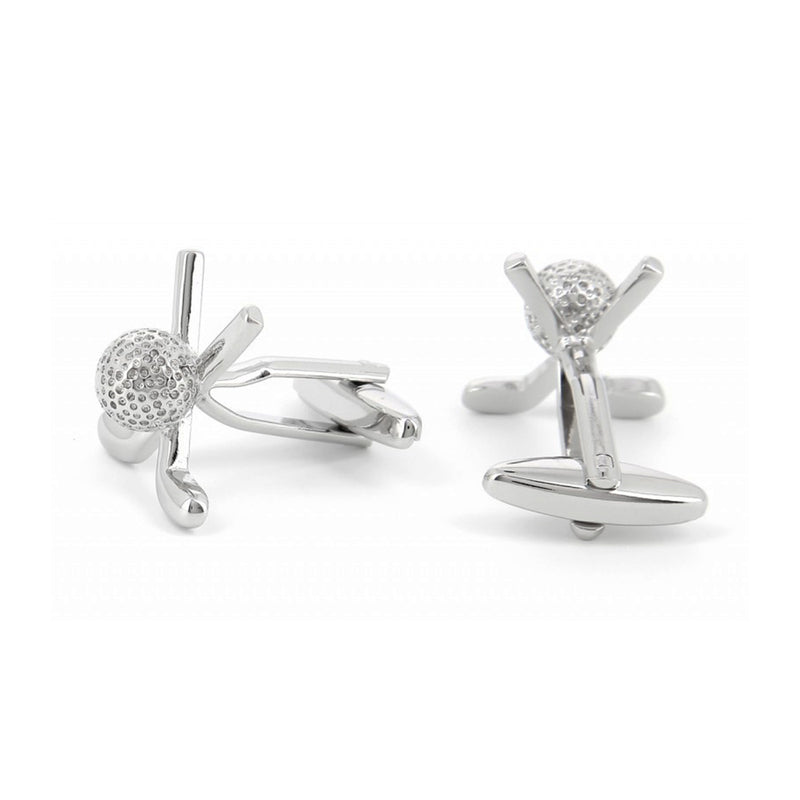 Golf Cufflinks Ball & Clubs Pair Front Back