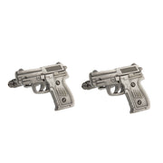 Hand Gun Cufflinks Gunmetal Black Pistol Image Pair
