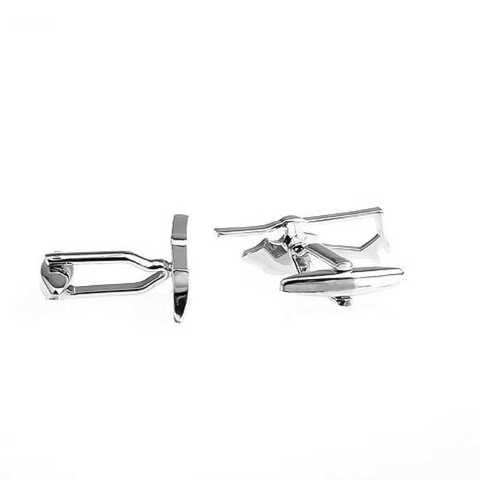 Helicopter Cufflinks Silver Front Back Pair Image