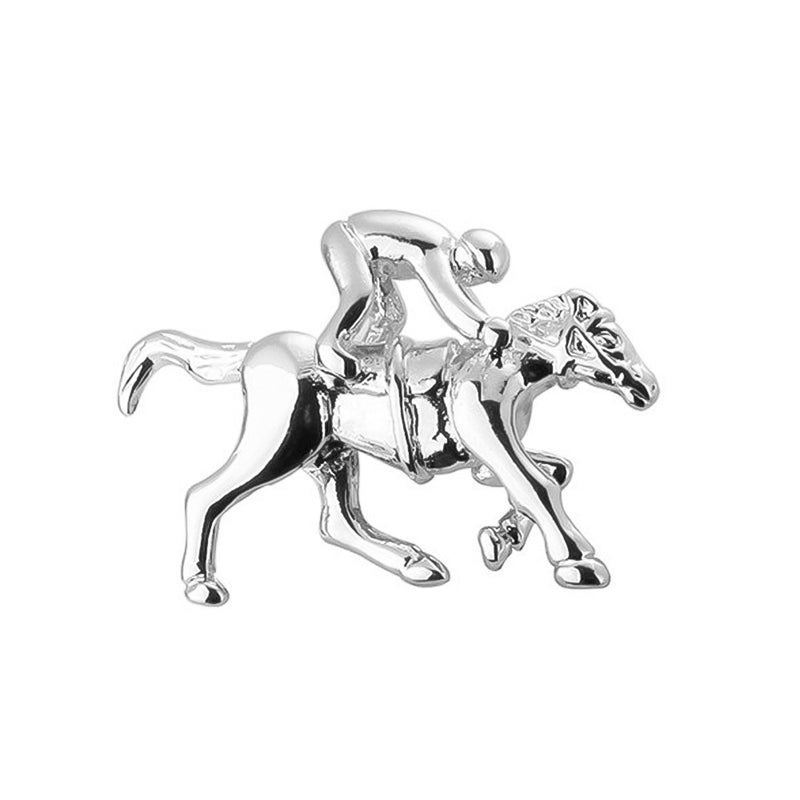 Horse Cufflinks Jockey Riding Silver Sport Front