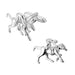 Horse Cufflinks Jockey Riding Silver Sport Pair Front and Side