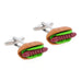 Hot Dog Cufflinks Sausage Silver Pair