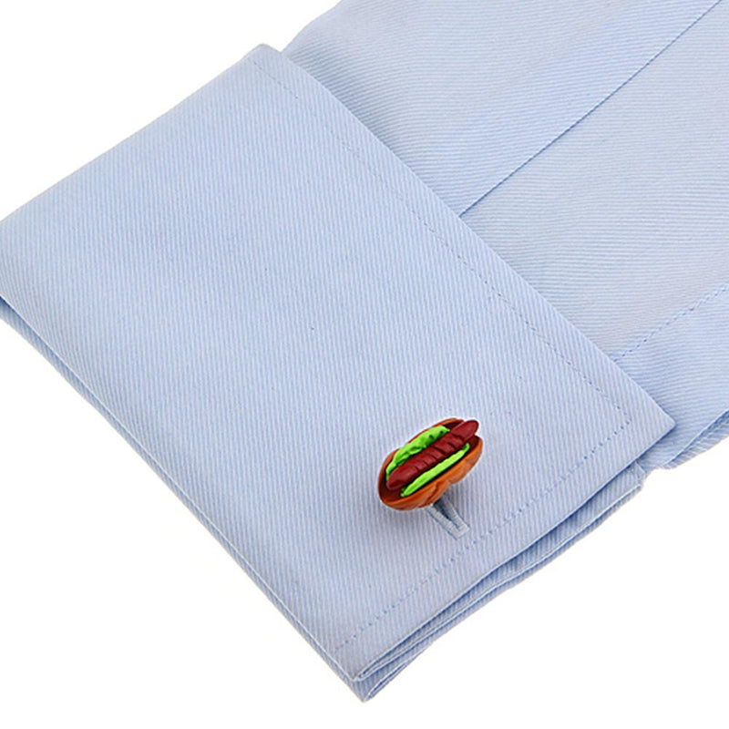 Hot Dog Cufflinks Sausage Silver On Shirt sleeve