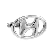 Hyundai Cufflinks Car Logo Silver Front