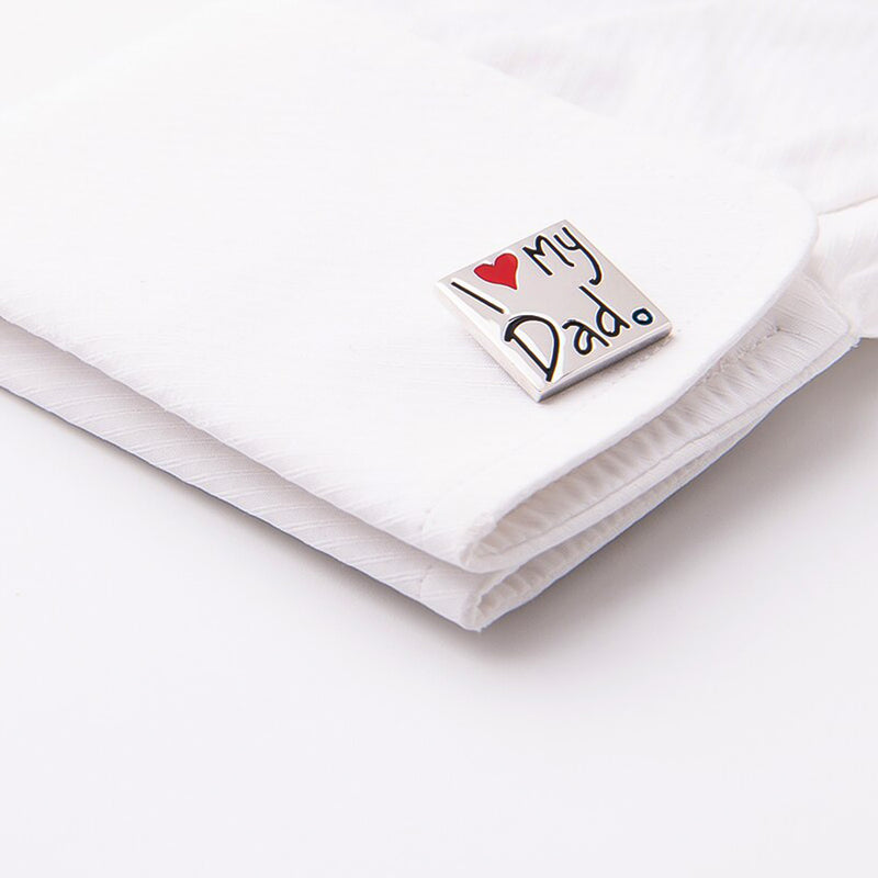 I Love My Dad Cufflinks Silver On Shirt Sleeve