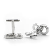Infinity Symbol Cufflinks Silver Front Back and Bottom