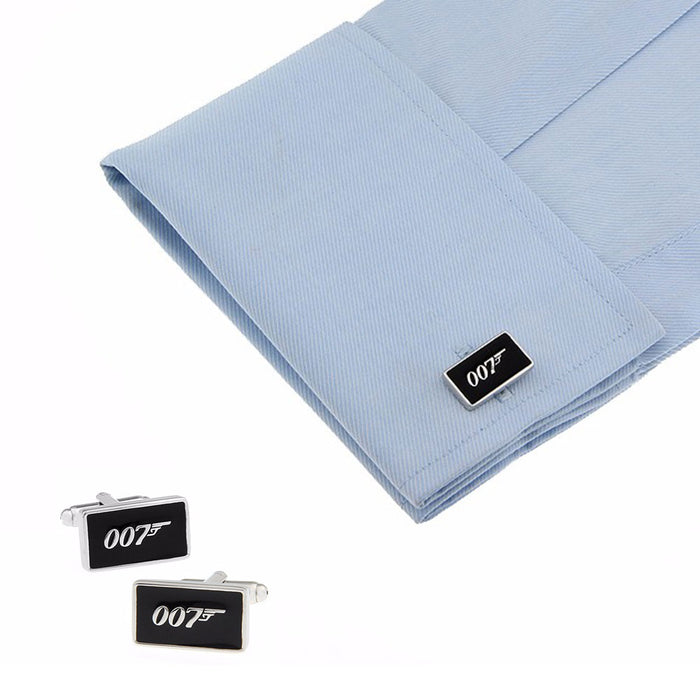 James Bond 007 Cufflinks Silver Black On Shirt Sleeve