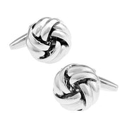 Double Knot Cufflinks Silver Front Pair