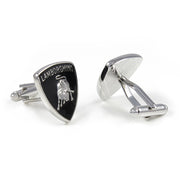 Lamborghini Cufflinks Car Logo Silver Black Image Pair