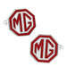 MG Cufflinks Car Logo Silver Red Image Pair